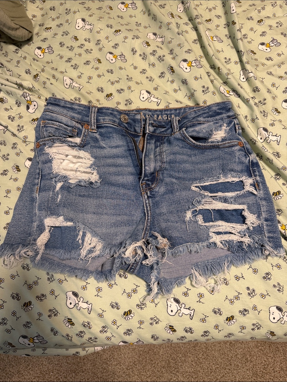 American Eagle Outfitters Distressed Light Blue Denim Cutoff Shorts